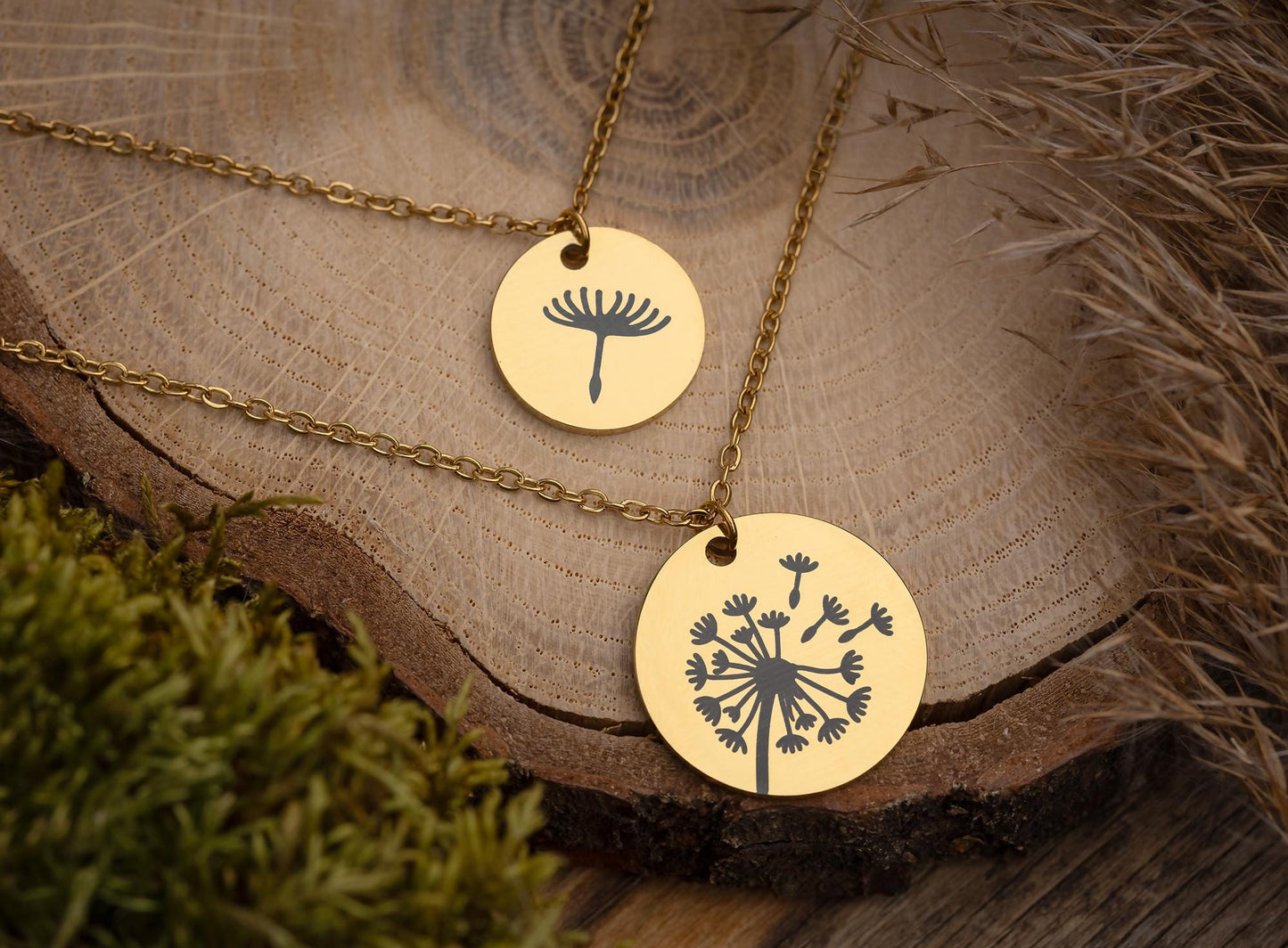 Dandelion and Seed Mother Daughter Necklace Set on Gift Card - The Love Between Mother and Daughter is Forever, Daughter Birthday Gift C.101