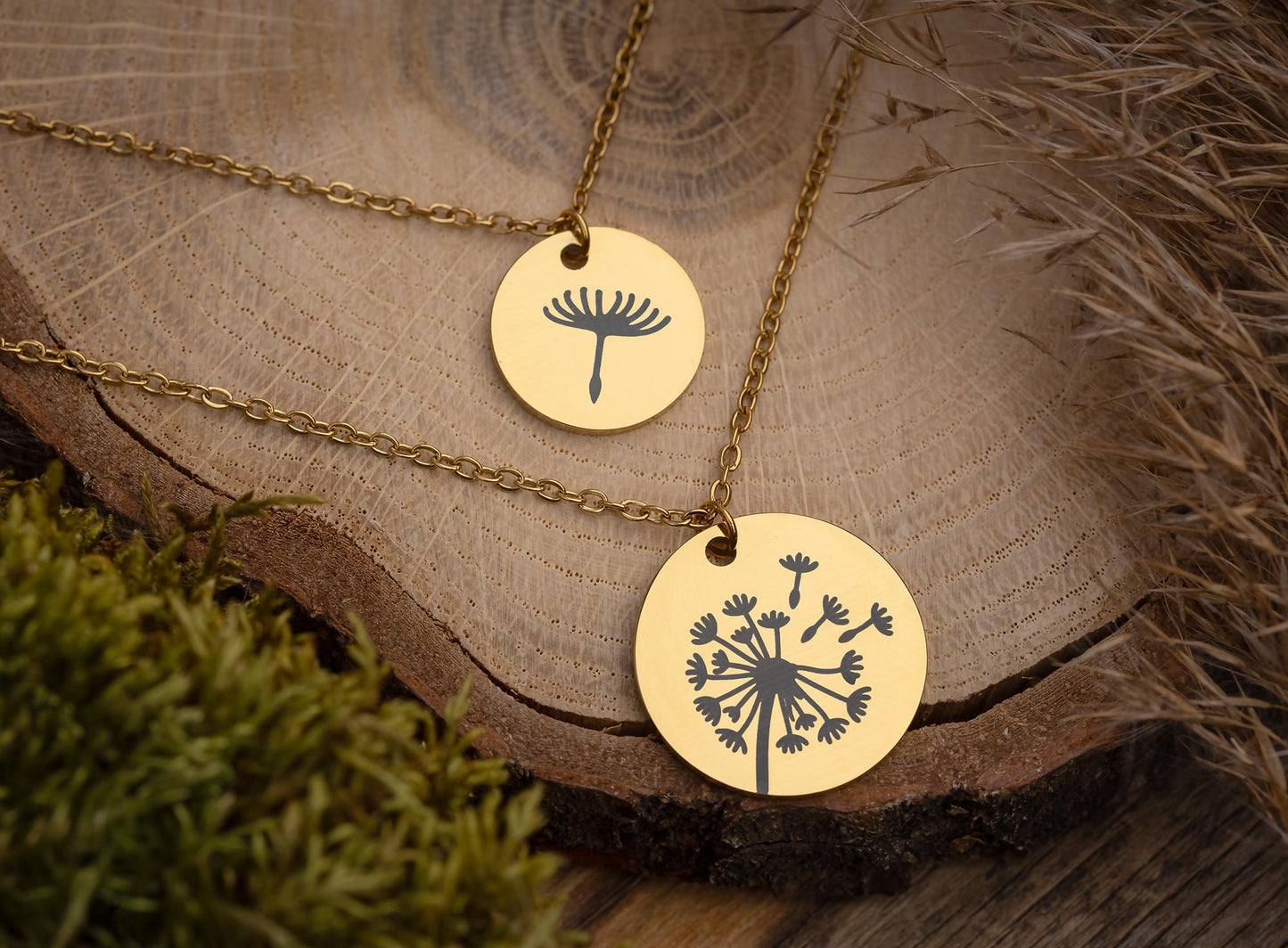 Mother Daughter Necklace Set - Dandelion & Seed Charms on Gift Card - The Love Between Mother and Daughter is Forever, Birthday Gift, C.101