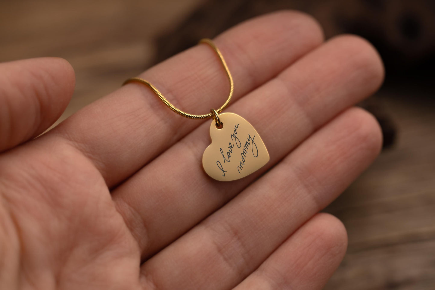 Actual Handwritten Message Necklace, Custom Heart Pendant with Handwriting, Personalized Memorial Jewelry for Her, Mom Keepsake Gift, C.2