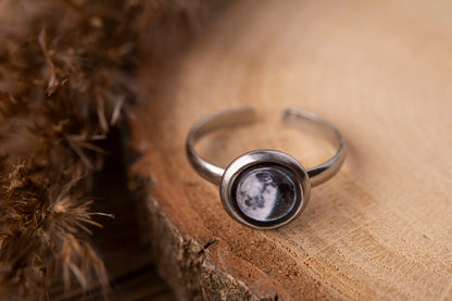 Custom Birth Moon Phase Ring, Personalized Jewelry Birthday Gift for Women, Custom Birth Moon Phase by Date, Anniversary Gift for Her, C.1