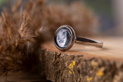 Custom Birth Moon Phase Ring, Personalized Jewelry Birthday Gift for Women, Custom Birth Moon Phase by Date, Anniversary Gift for Her, C.1