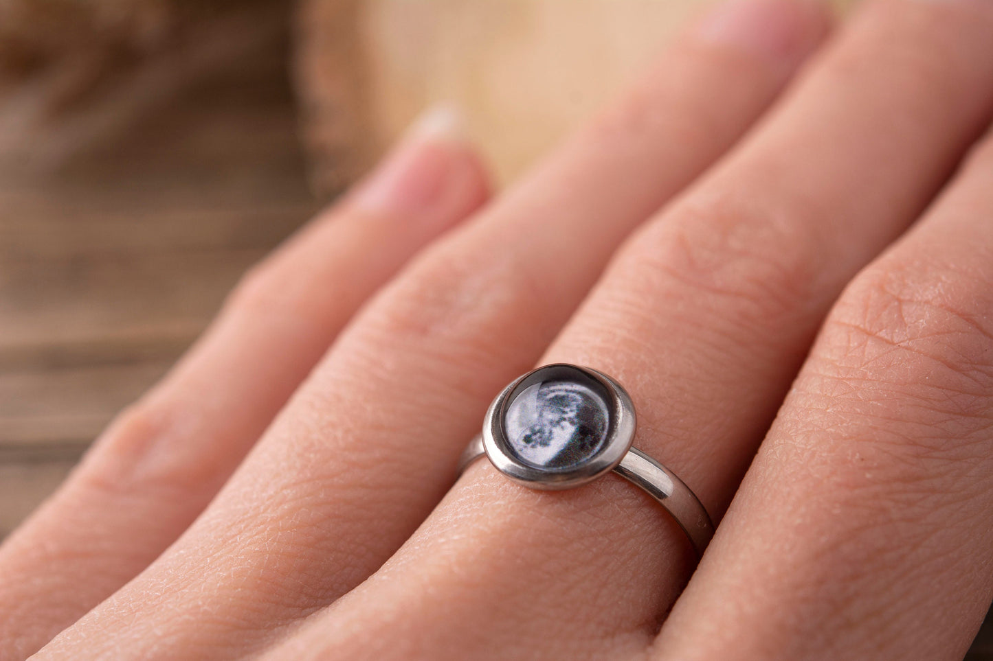 Custom Birth Moon Phase Ring, Personalized Jewelry Birthday Gift for Women, Custom Birth Moon Phase by Date, Anniversary Gift for Her, C.1