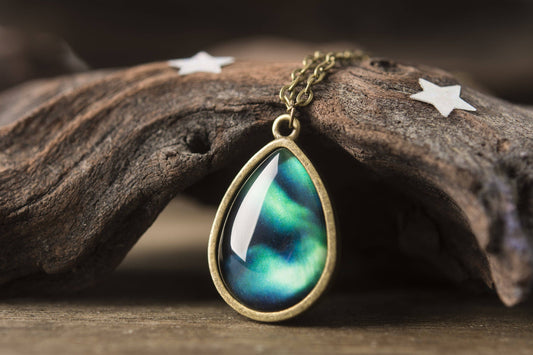 Aurora Borealis Necklace, Girlfriend Gift, Birthday Gift for Her, Women, Galaxy Jewelry, Space Necklace, Northern Lights, Arctic Sky, KP.1