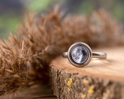 Custom Birth Moon Phase Ring, Personalized Jewelry Birthday Gift for Women, Custom Birth Moon Phase by Date, Anniversary Gift for Her, C.1