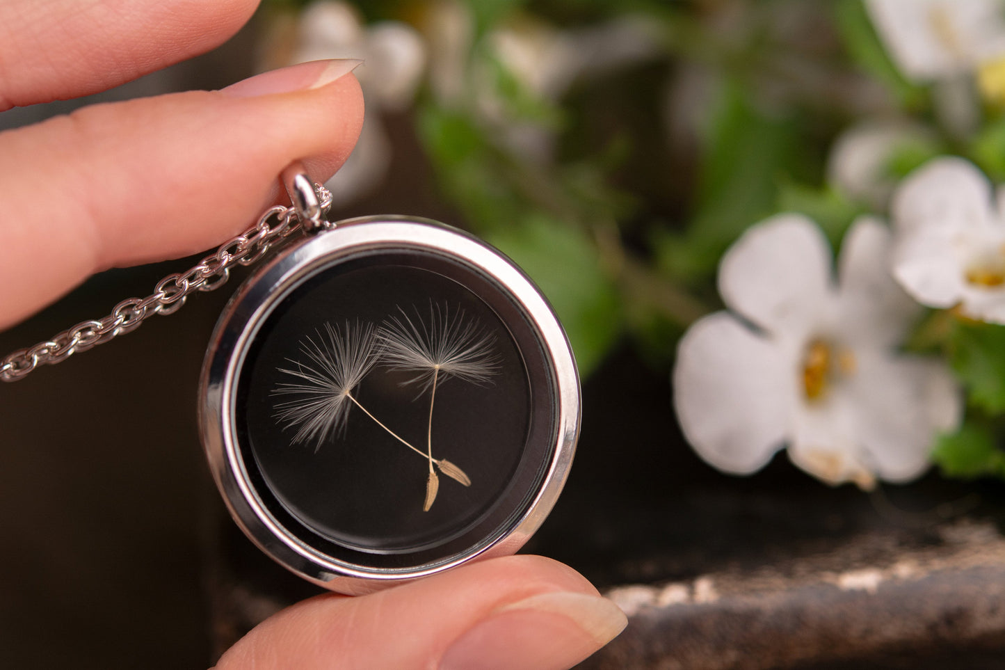Dandelion Seed Necklace, Dandelion Jewelry for Her, Floating Locket Amulet, Pendant for Women, Anniversary or Birthday Gift For Her, KP.1