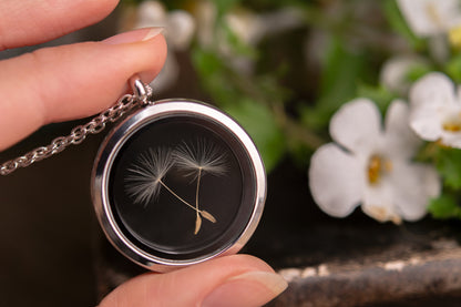 Dandelion Seed Necklace, Dandelion Jewelry for Her, Floating Locket Amulet, Pendant for Women, Anniversary or Birthday Gift For Her, KP.1