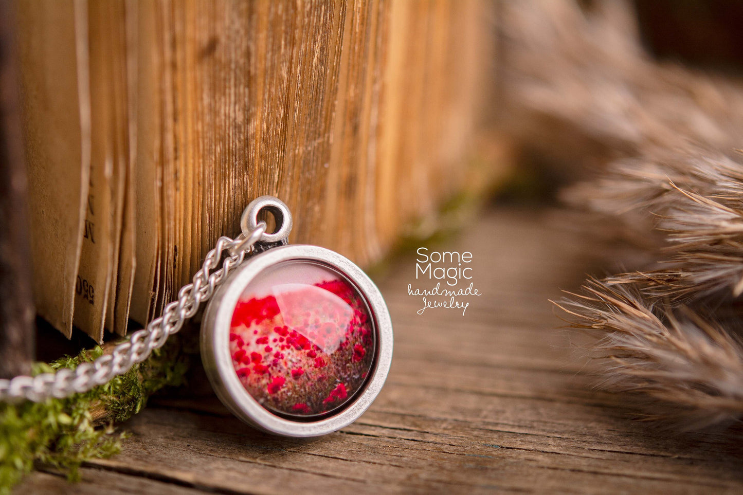 Poppy Field Necklace, Poppy Pendant, Poppy Jewelry, Silver Necklace, Silver Jewelry, Nature, Poppy Necklace, Mum Birthday Gift, KP.1