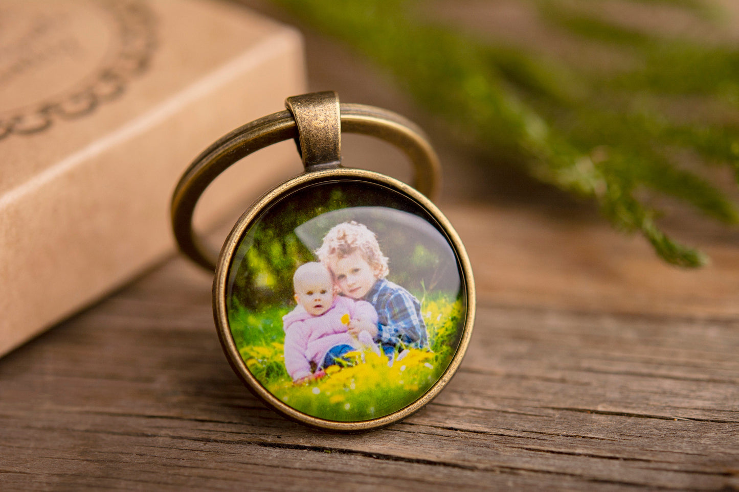 Keychain With Your Photo, Personalized Photo Keyring, Custom Image Jewelry Gift For Grandfather Grandmother Mom Dad Baptism Godparents, C.1