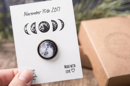 Custom Moon Phase Lapel Pin, Birthday Gift For Men, Boyfriend Gift, Custom Birth Moon, Personalized Jewelry Gift For Him, Lunar Pin, SA.1
