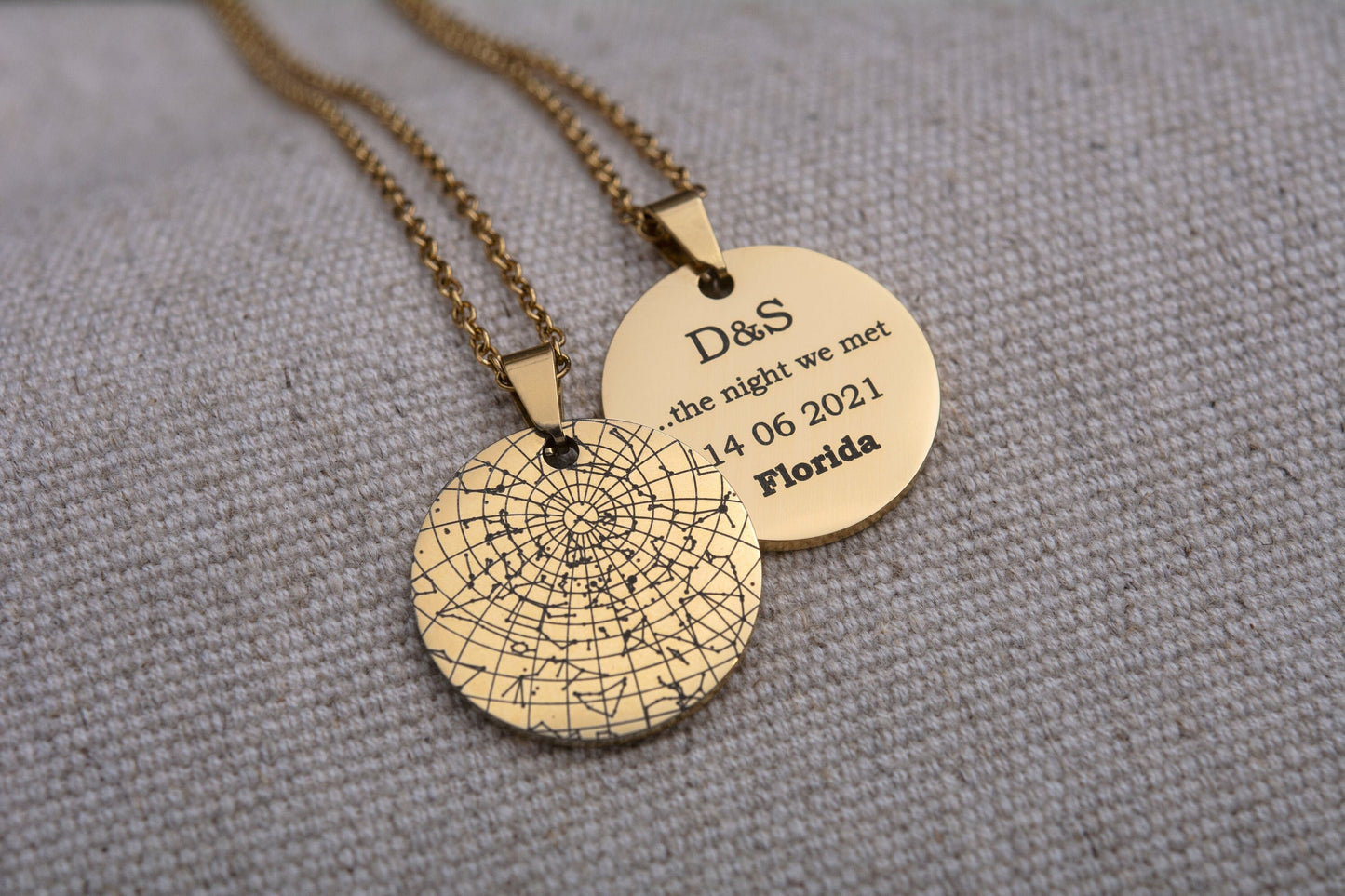 Personalized Star Map Necklace - Custom Night Sky Constellation Pendant by Date & Location - Celestial Anniversary or Birthday Gift, KP.4