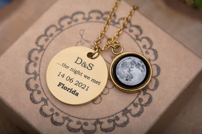 Custom Moon Phase and Star Map Necklace, Special Date Personalized Jewelry, Birthday Gift for Daughter, Mother's Day Gift for Mom, KP.7