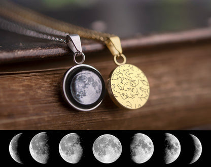 Personalized Star Map and Moon Phase Necklace, Jewelry Birthday Gift for Women, Personalized Gift for Her, Anniversary Necklace, KP.7
