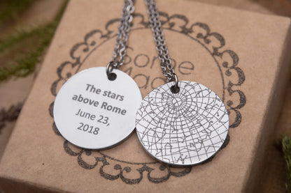 Personalized Engraved Star Map Necklace, Custom Gift for Him or Her, Birthday or Anniversary Gift, Boyfriend or Husband Gift, KP.12