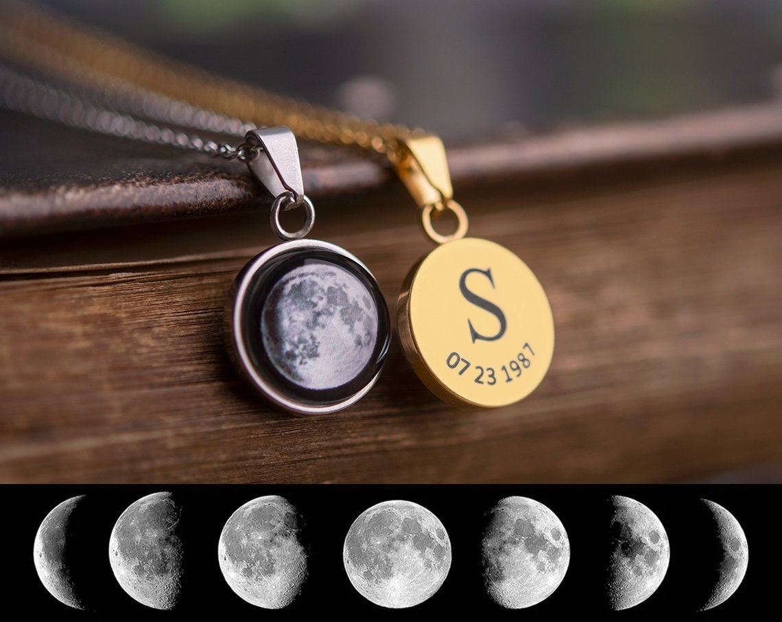 Custom Initial & Moon Necklace, Sweet 16 Birthday Gift, Personalized Gift for Her, Minimalist Layered Necklace, Engraved Teen Jewelry, KP.7