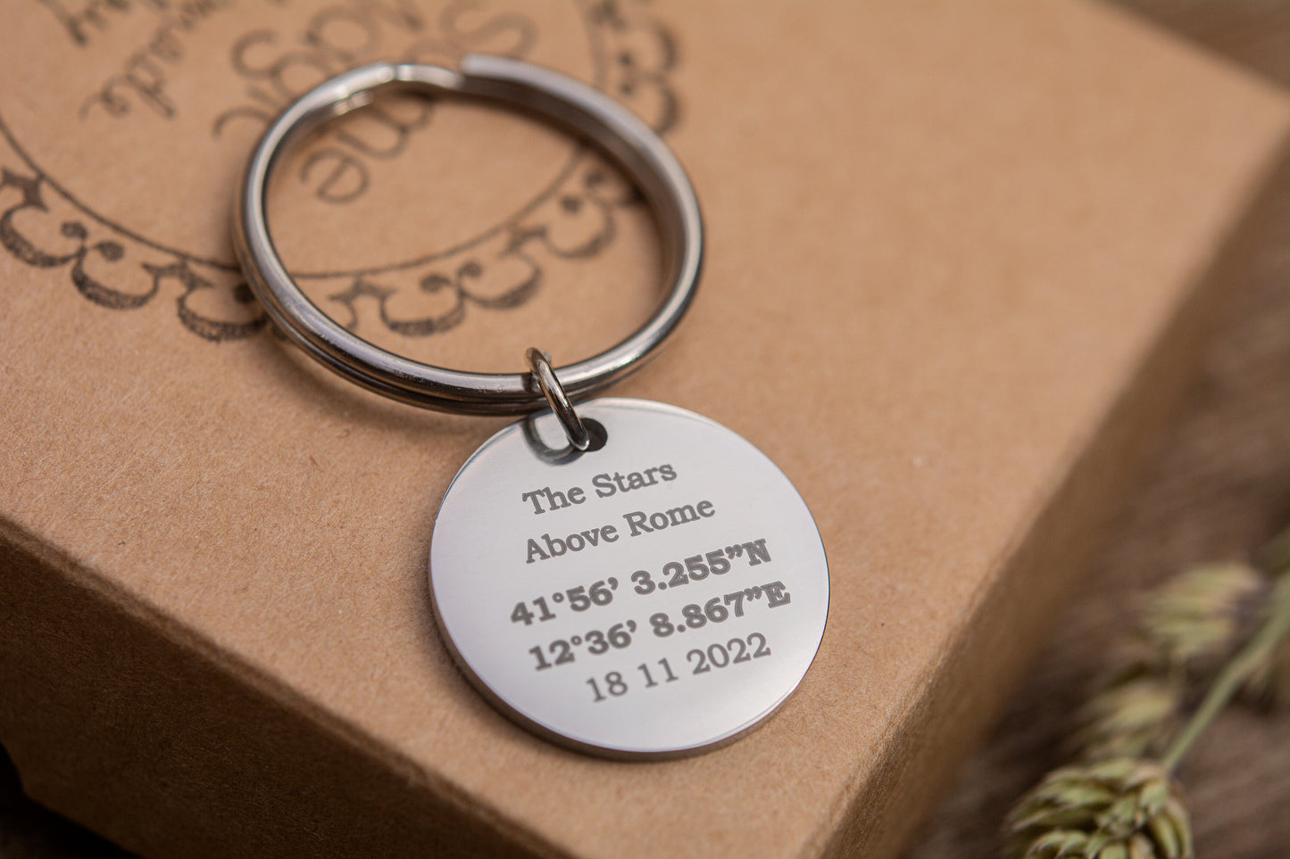 Custom Star Map Keychain, Engraved Personalized Night Sky Keyring for Him or Her, Star Map by Date, Birthday Gift for Men or Women, RP.2