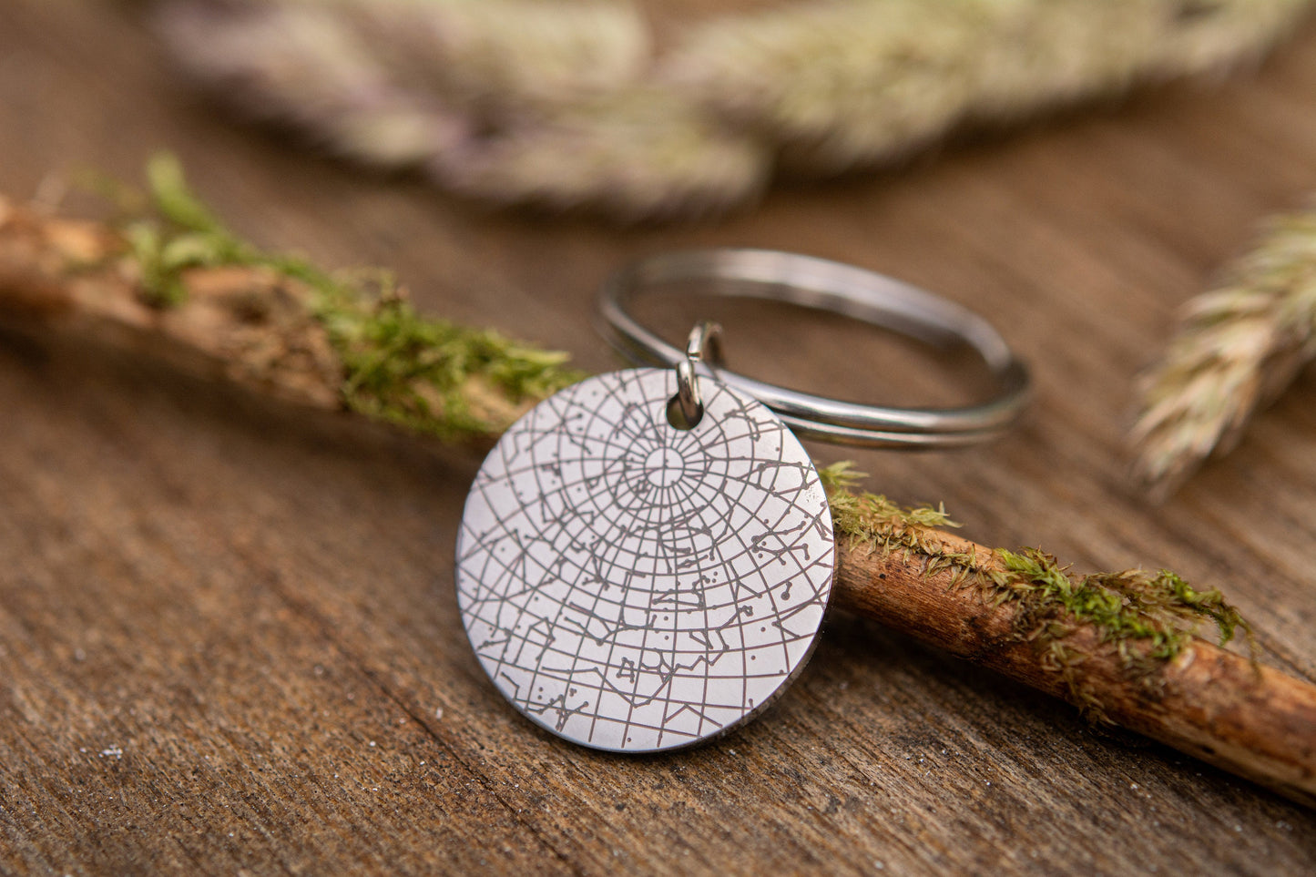 Custom Star Map Keychain, Engraved Personalized Night Sky Keyring for Him or Her, Star Map by Date, Birthday Gift for Men or Women, RP.2