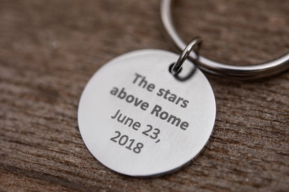 Star Map And Moon Phase Keychain, Engraved Custom Night Sky Keyring, Star Map By Date, Personalized Birthday Gift For Men, Anniversary, RP.2