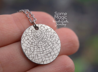 Personalized Star Map Necklace, Engraved Custom Gift for Her, Birthday Gift for Women, Wedding Anniversary Gift for Wife, KP.10