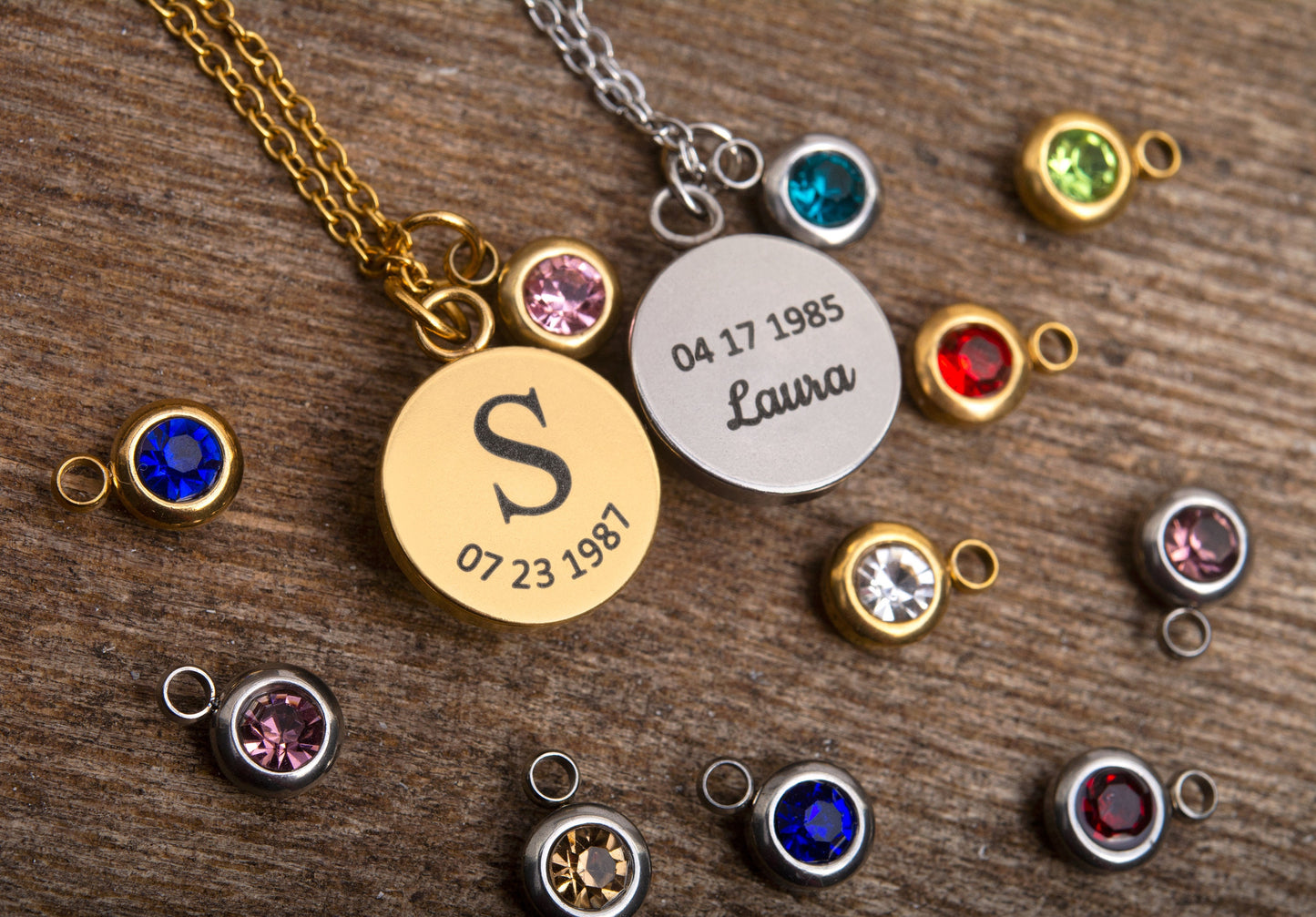 Moon Phase and Birthstone Necklace, Custom Birth Moon Phase by Date, Personalized Jewelry Birthday Gift for Women, Gift For Her, KP.8