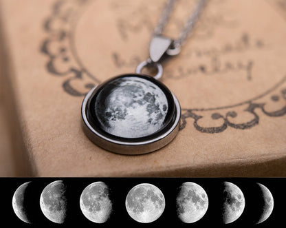 Custom Moon Phase Necklace by Date, Romantic Anniversary Gift for Women, Personalized Birthday Jewelry Gift for Her, KP.7
