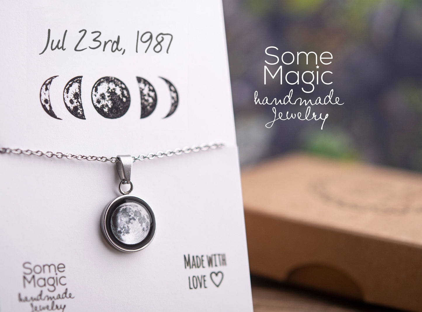 Custom Moon Phase Necklace by Date, Romantic Anniversary Gift for Women, Personalized Birthday Jewelry Gift for Her, KP.7