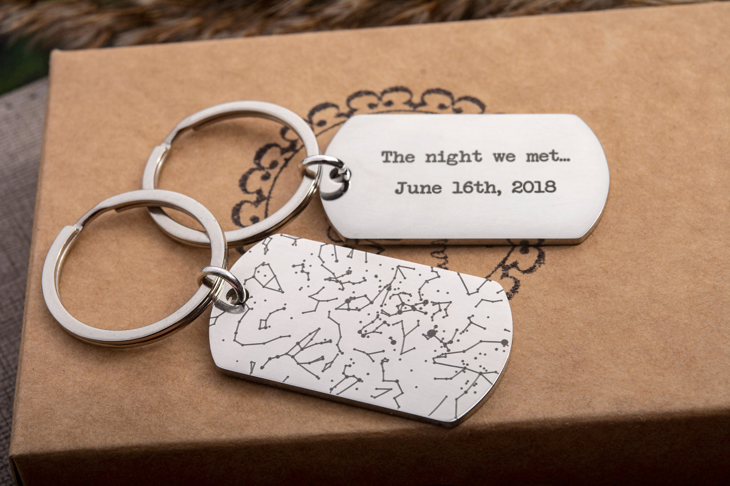 Custom Star Map Keychain, Engraved Personalized Night Sky Keyring, Star Map by Date, Birthday Gift for Men, Anniversary Gift for Him, RP.2
