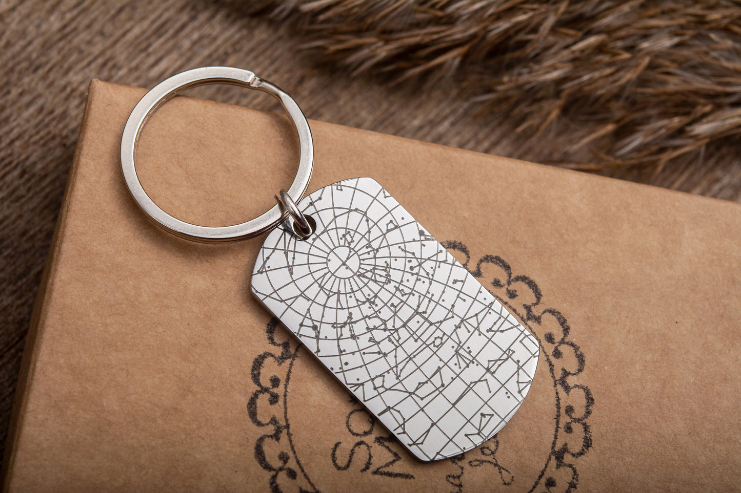 Custom Star Map by Date Keychain, Engraved Personalized Keyring, Birthday Gift for Men, Him, Father, Dad, Husband, Fiancée, Boyfriend, RP.2