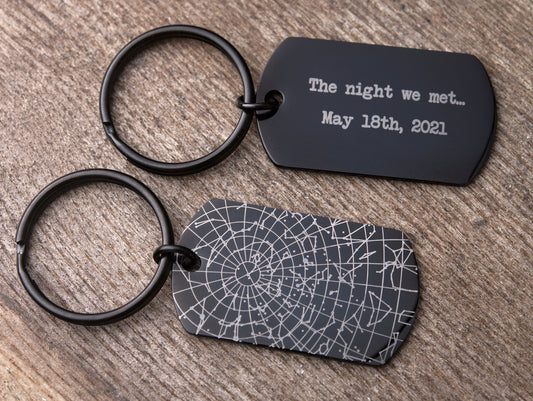 Custom Star Map Keychain, Engraved Personalized Night Sky Keyring, Star Map by Date, Birthday Gift for Men, Him, Father, Boyfriend Gift RP.2