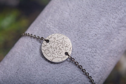 Custom Star Map Bracelet, Personalized Engraved Star Map By Date, Personalized Jewelry Gift For Women, Birthday Anniversary Gift, AP.1