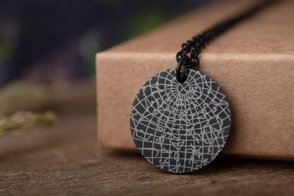 Engraved Custom Star Map By Date Necklace, Wedding, Birthday, Anniversary, Child Birth Event, Date Engraved On Back, Stars Night Sky, KP.4