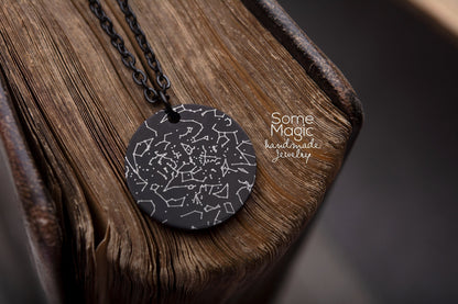 Personalized Star Map Necklace, Engraved Custom Gift for Her, Birthday Gift for Women, Wedding Anniversary Gift for Wife, KP.10