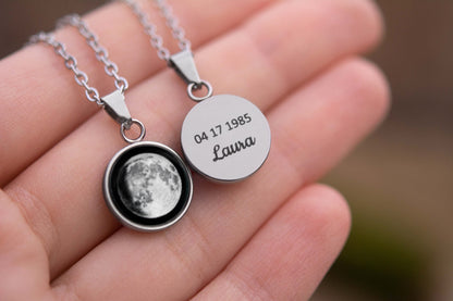 Custom Moon Phase by Date Necklace, Jewelry Gift for Daughter, Girlfriend Anniversary Gift, Personalized Birthday Gift for Her, KP.13