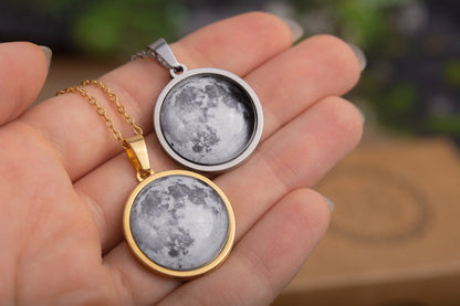Custom Star Map & Moon Phase Necklace, Jewelry Birthday Gift for Women, Anniversary Gift for Her, Engraved Silver or Gold Pendant, KP.7