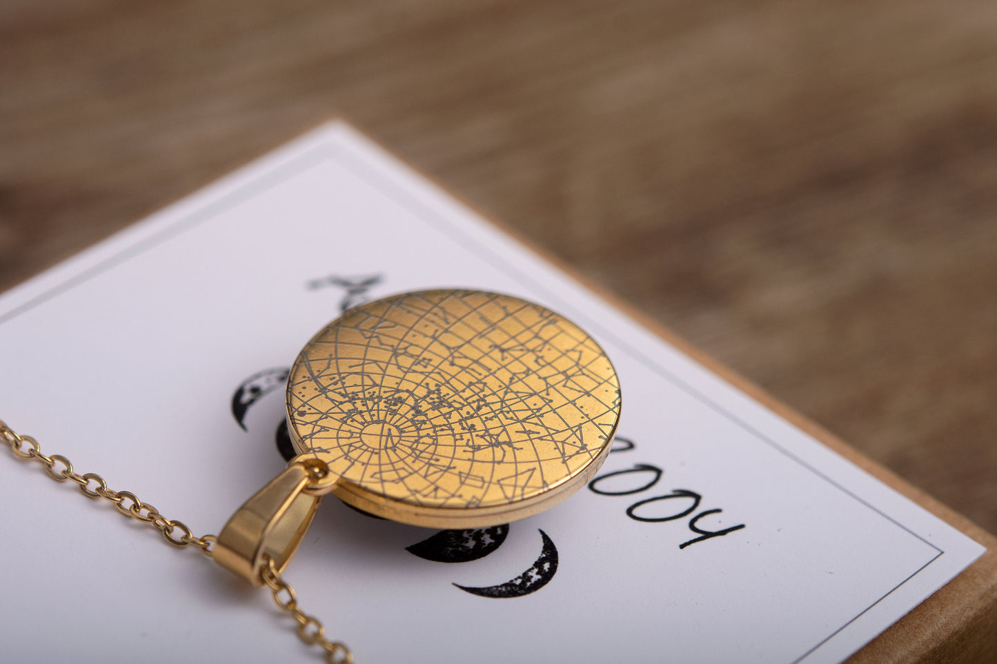 Custom Star Map & Moon Phase Necklace, Jewelry Birthday Gift for Women, Anniversary Gift for Her, Engraved Silver or Gold Pendant, KP.7