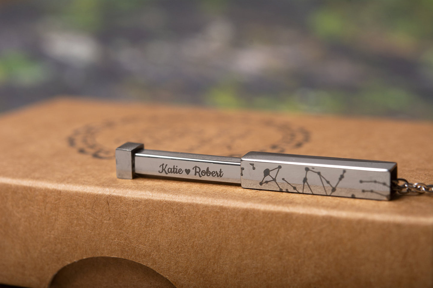 Star Map Necklace With Secret Message, Hidden Message Inside The Pendant, Custom Engraved Night Sky Vertical Bar, Personalized Gift, KP.4