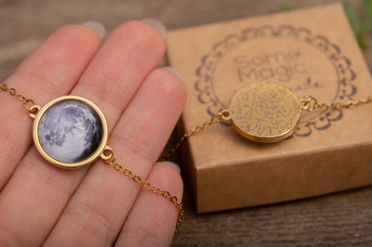 Custom Moon Phase and Star Map Bracelet, Engraved Night Sky by Date, Personalized Birthday Gift for Women, Anniversary Gift for Her, AP.1