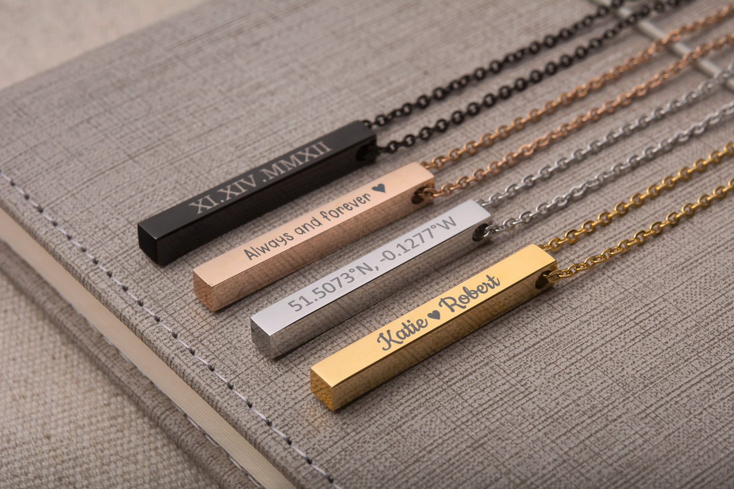 Custom Star Map Necklace, Engraved Night Sky Vertical Gold Bar Necklace, Customize Stainless Steel Pendant Personalized Jewelry Gift, KP.4
