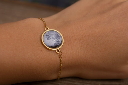 Custom Moon Phase and Star Map Bracelet, Engraved Night Sky by Date, Personalized Birthday Gift for Women, Anniversary Gift for Her, AP.1