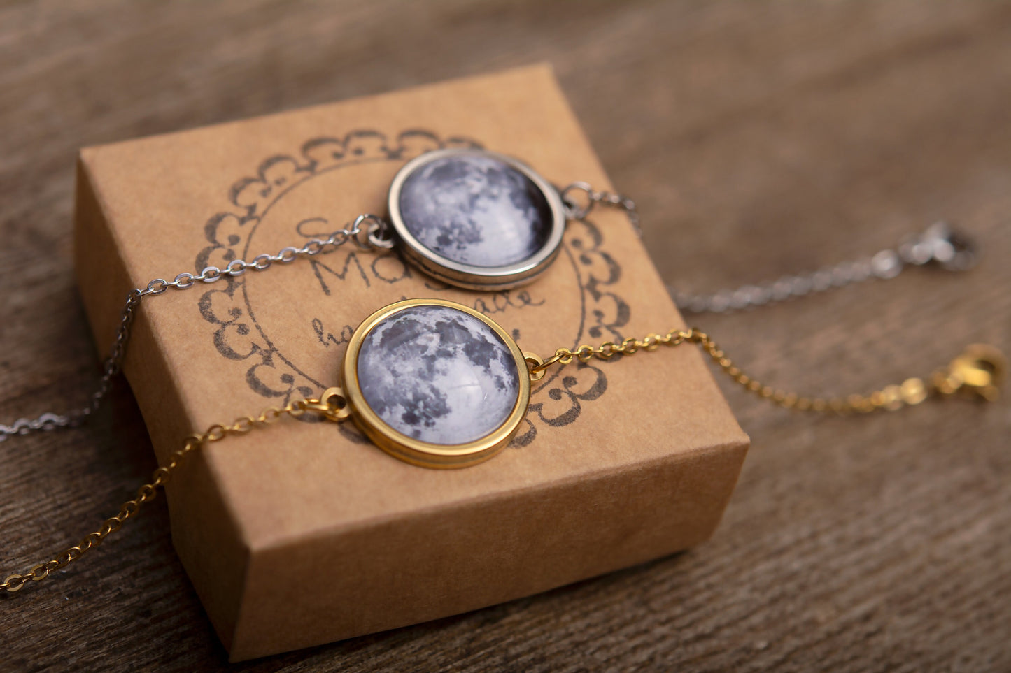Custom Moon Phase Bracelet with Date and Initial Engraved on Back Side, Personalized Birthday or Anniversary Jewelry Gift for Women, AP.1