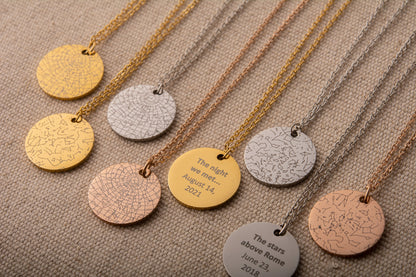 Engraved Custom Star Map Necklace, Personalized Gift for Him, Birthday Gift, Anniversary Gift for Men, Gift For Boyfriend, Husband, KP.4