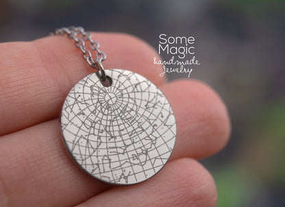 Engraved Custom Star Map Necklace, Personalized Gift for Him, Birthday Gift, Anniversary Gift for Men, Gift For Boyfriend, Husband, KP.4