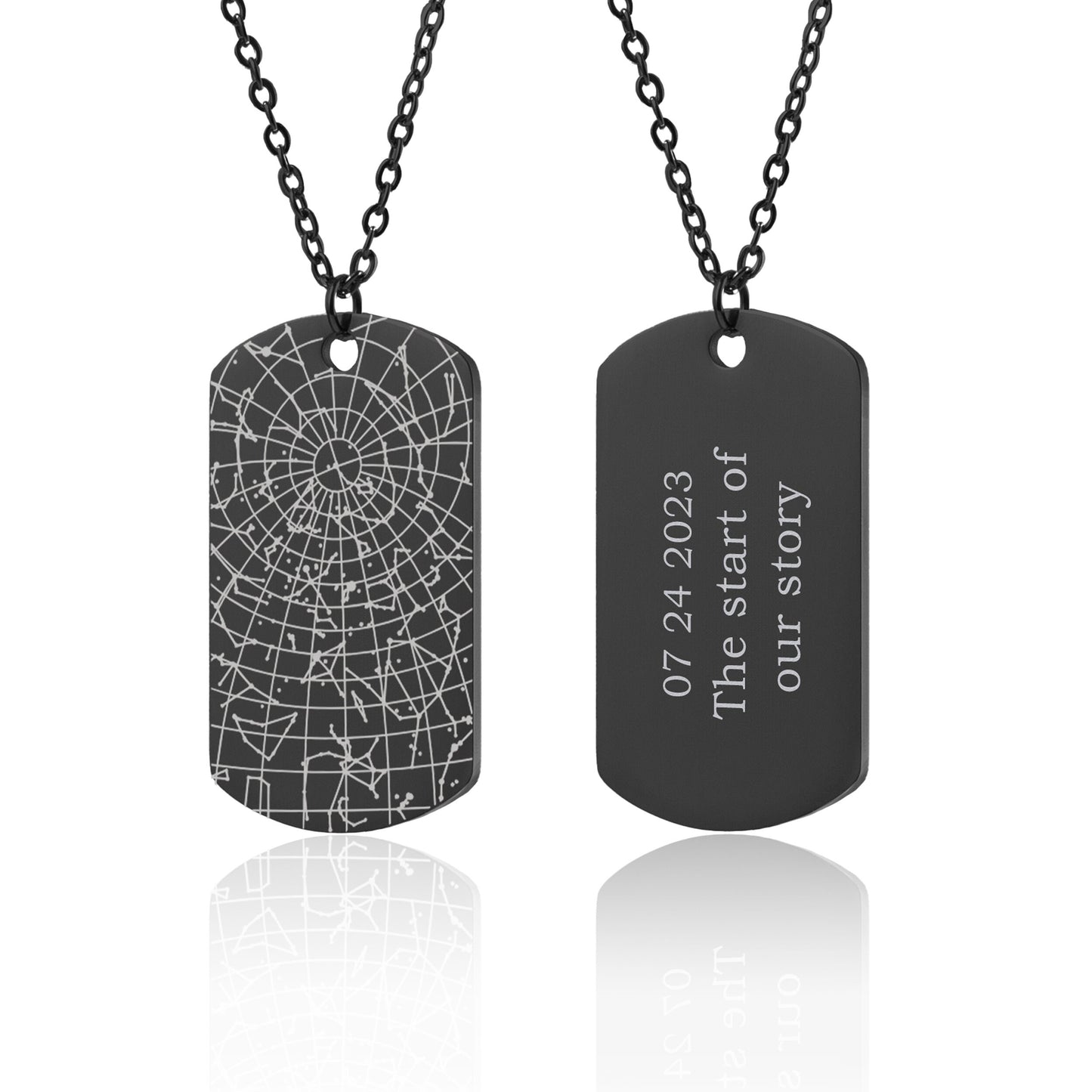 Star Map By Date Necklace, Boyfriend Gift, 1st Anniversary, 1 Year Gift, Army Dog Tag Jewelry For Men, Custom Birthday Gift For Him, KP.4
