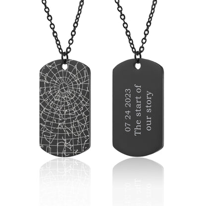 Star Map By Date Necklace, Boyfriend Gift, 1st Anniversary, 1 Year Gift, Army Dog Tag Jewelry For Men, Custom Birthday Gift For Him, KP.4