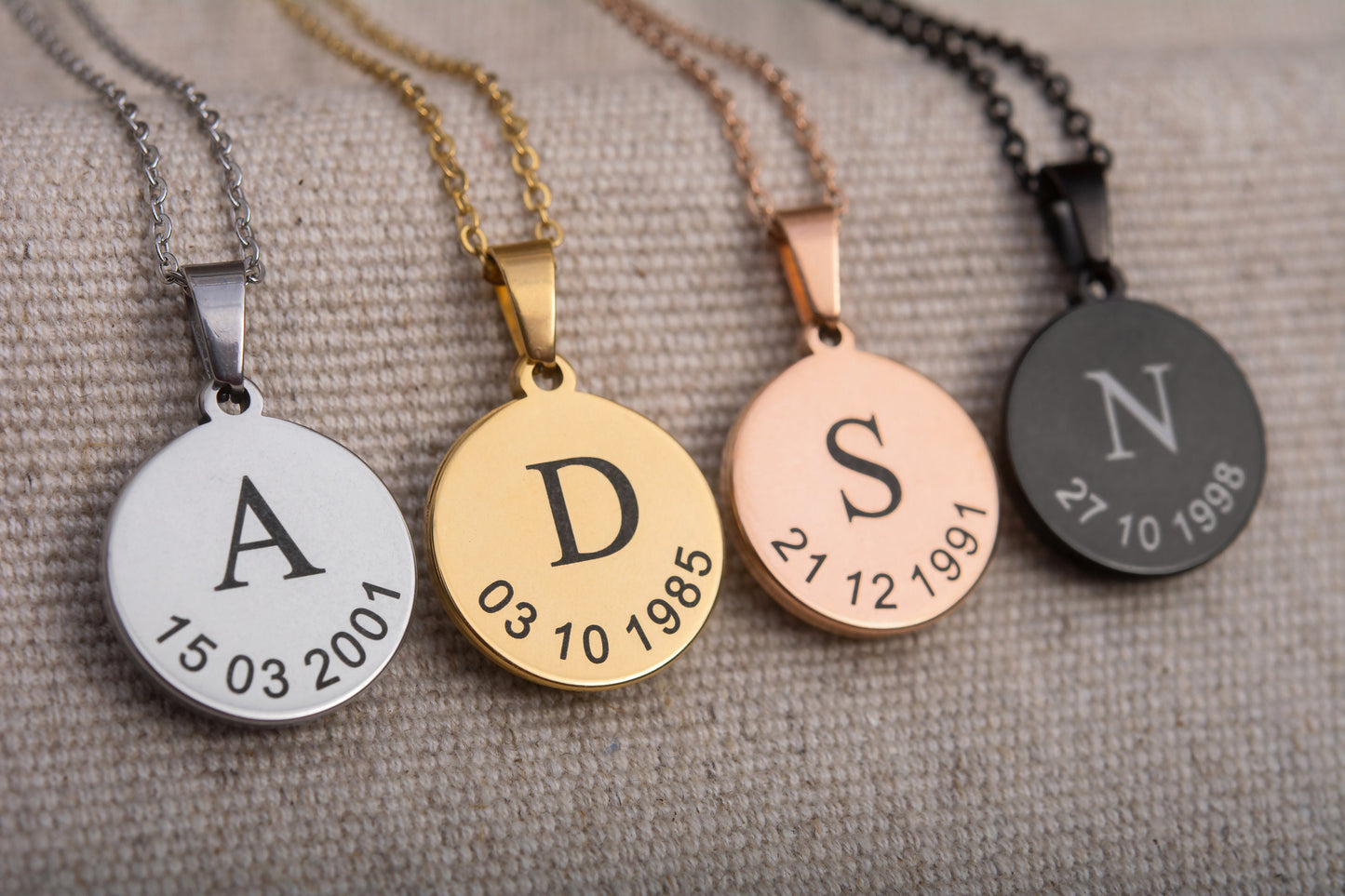 Custom Moon Phase Necklace for Women - Personalized Birthday or Anniversary Gift for Her - Engraved Date, Name, or Initial on the Back, KP.7