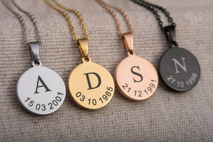 Custom Moon Phase Necklace for Women - Personalized Birthday or Anniversary Gift for Her - Engraved Date, Name, or Initial on the Back, KP.7