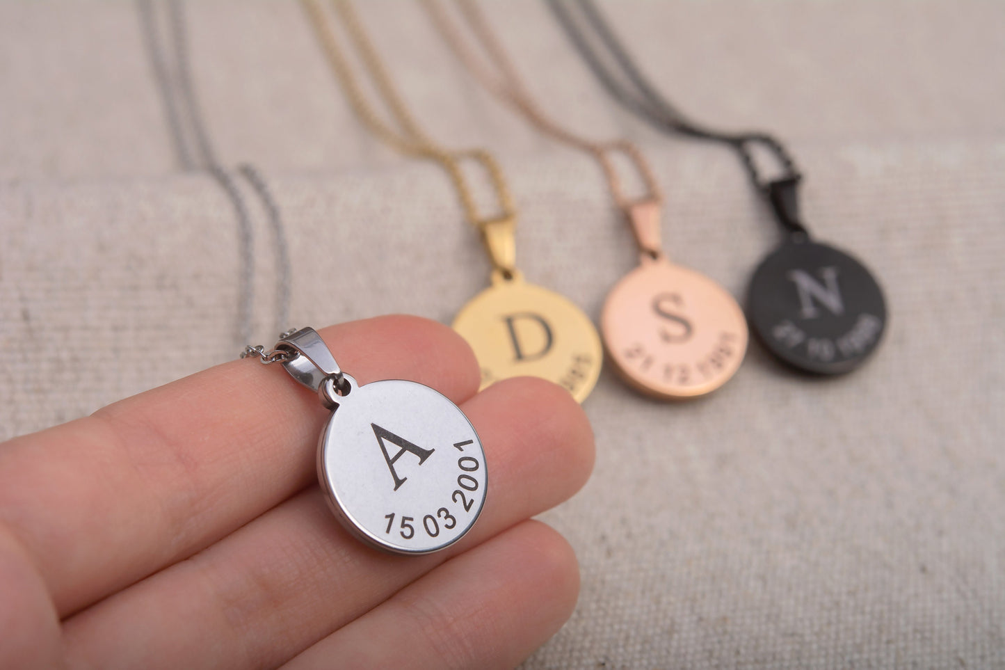 Custom Moon Phase Necklace with Name or Initial Engraved on the Back, Personalized Birthday Gift for Women, Anniversary Gift for Her, KP.7