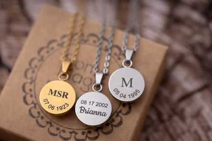 Custom Moon Phase Necklace by Date, Romantic Anniversary Gift for Women, Personalized Birthday Jewelry Gift for Her, KP.7