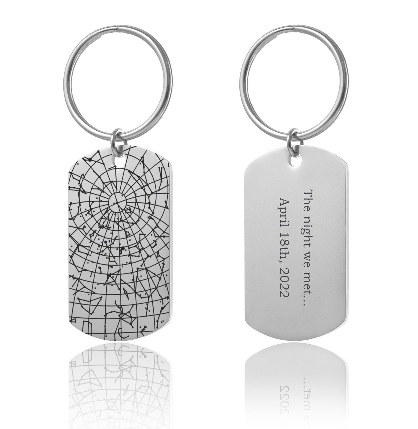Personalized Star Map Keychain - Night Sky Keyring for Men, Custom Anniversary Gift, Boyfriend Birthday Present, Army Style Dog Tag, RP.2
