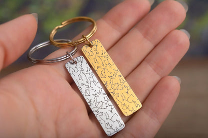 Custom Star Map By Date Keychain, Engraved Keyring, Personalized Anniversary Birthday Gift For Women Men Him Her Boyfriend Girlfriend, RP.2