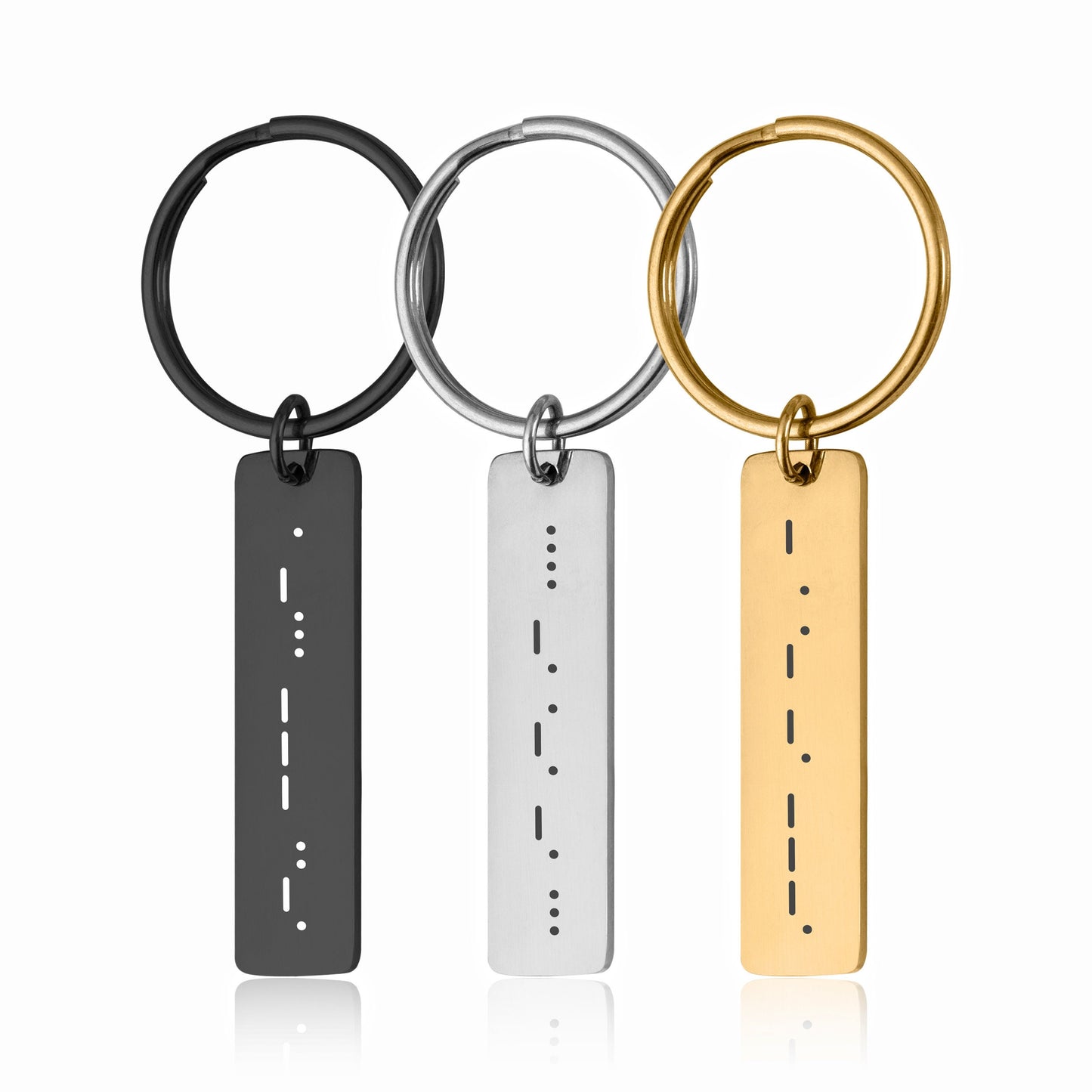 Morse Code Keychain, Secret Message Keyring, Personalized Gift For Her Him Women Men Boyfriend Girlfriend, Custom Jewelry Steel Bar, C.2